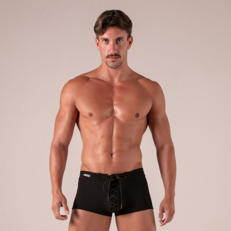 laced trunks from face