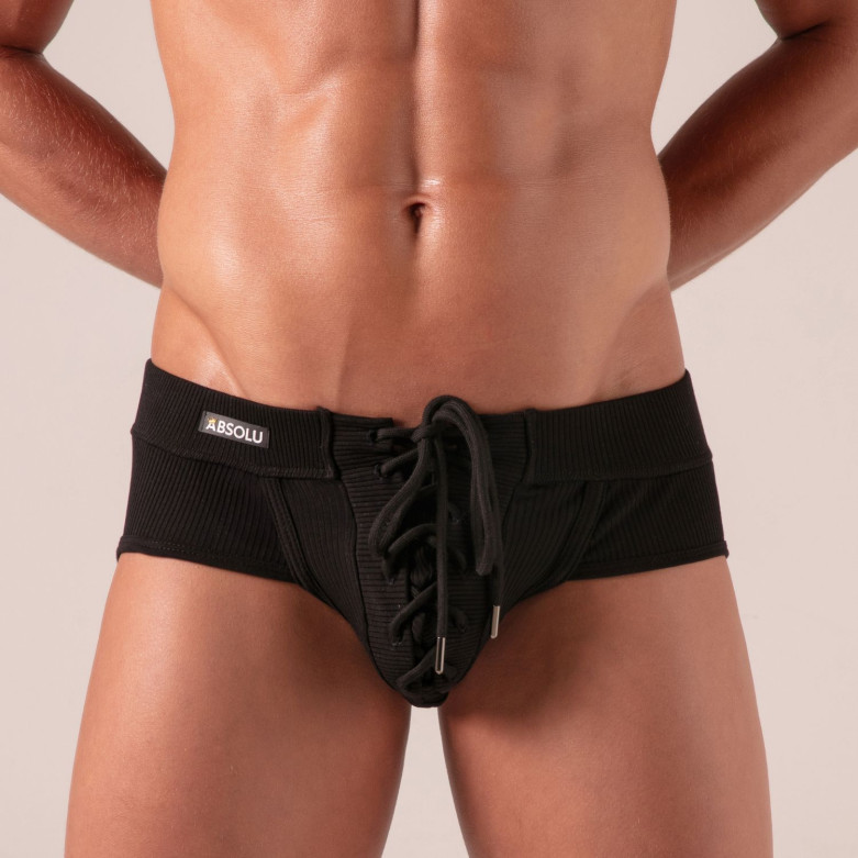 laced brief with absolu male logo