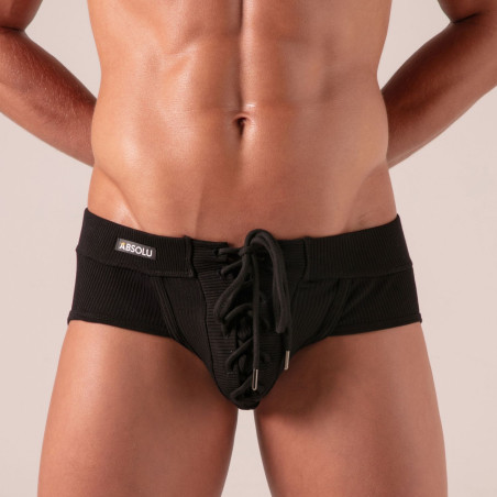 laced brief with absolu male logo